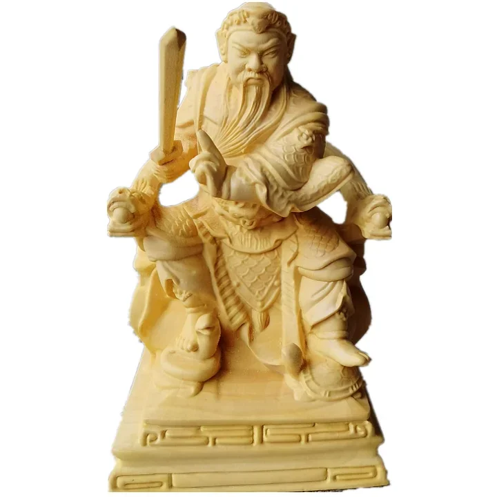 

Taoist products, wooden statue of Zhenwu emperor, ornaments, hand carving, Taoist Fengshui crafts