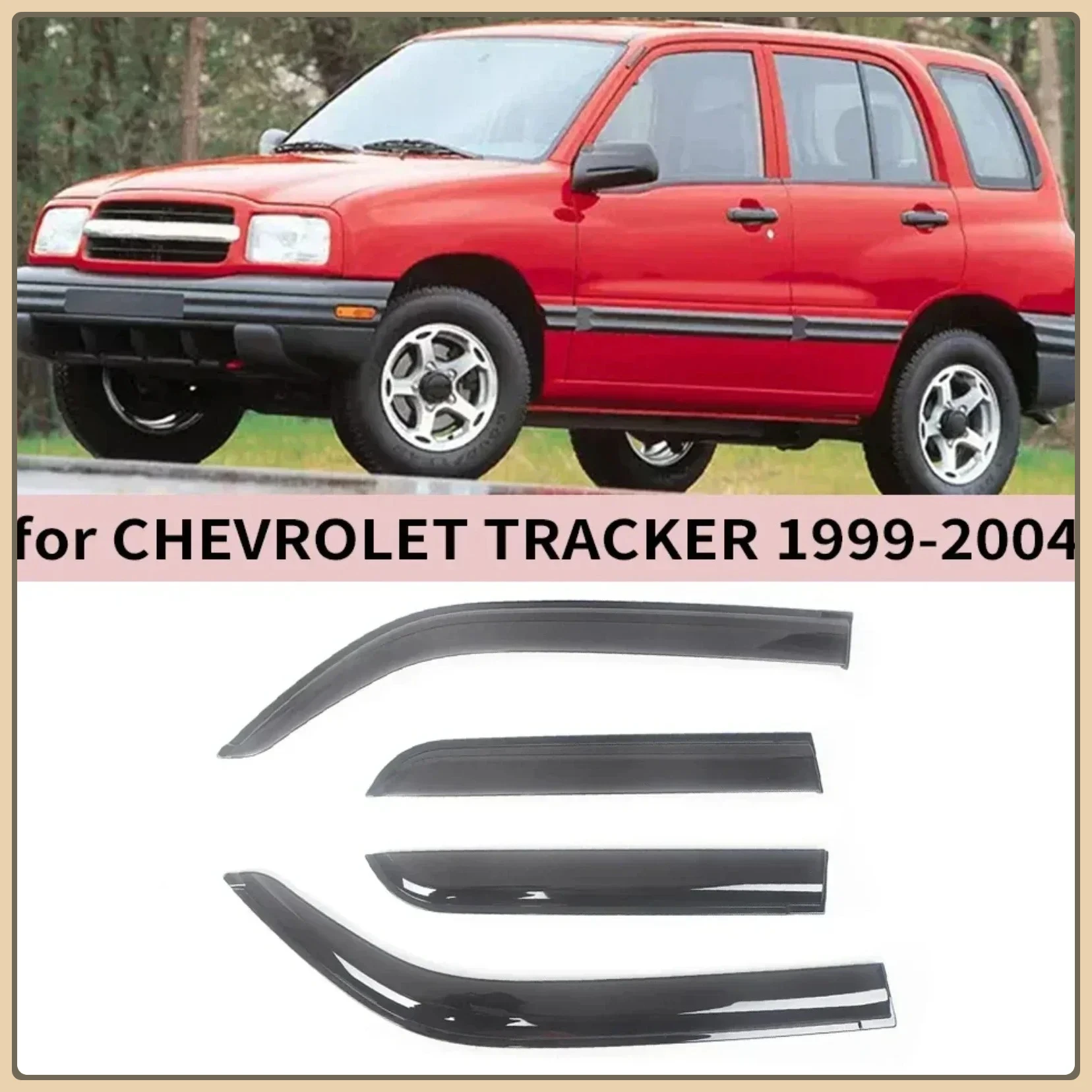 

For Chevrolet Tracker 1999 2000 2001 2002 2003 2004 Window Visor Rain Guard Side Vent Deflector Weathershield Outside-Mount