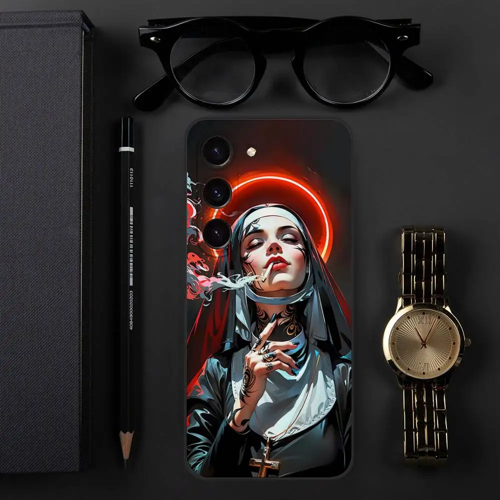 Casing Ponsel Nuns Beauty Untuk Samsung S24/S25/S22 S30/Note20/Lite/Ultra/5G/Plus/FE - Perlindungan Anti Benturan