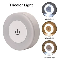 Mini LED Touch Sensor Night Lights USB Rechargeable Kitchen Bedroom Magnetic Base Wall Light Round Portable Dimming Night Lamp