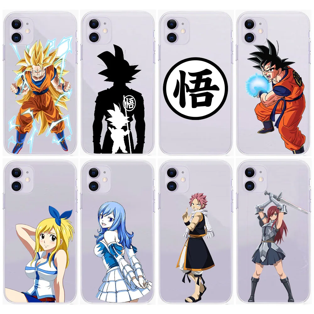 Transparent Hollow Out Case for LG V60 THINQ5 V50 V40 Stylo 6 Q61 Q60 Q52 K30 K92 K62 ZB12 Fairy Goku Tail Cover