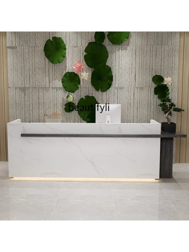 Customized Simple Modern Cashier Shop Small Bar Beauty Salon Company Hotel Light Luxury Front Desk Reception Counter Customized