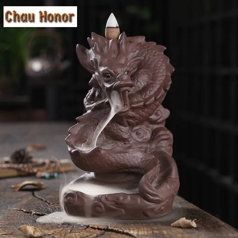 Large Yixing Clay Dragon Smoke Backflow Incense Burner Tea Ceremony Decoration Creative Incense Burner Dragon Home Living Decor