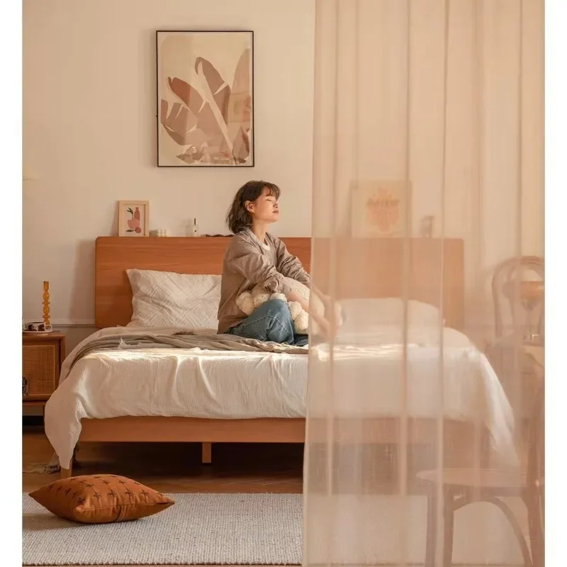

Nordic solid wood Chihiro bed 1.5 log Japanese simple cherry wood white oak furniture 1.8 meters double