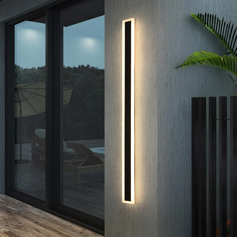 Imagem -04 - Moderno Impermeável ao ar Livre Long Strip Led Lâmpada de Parede Ip65 Alumínio Wall Light Garden Porch Sconce Light 110v 220v 24v Branco Quente