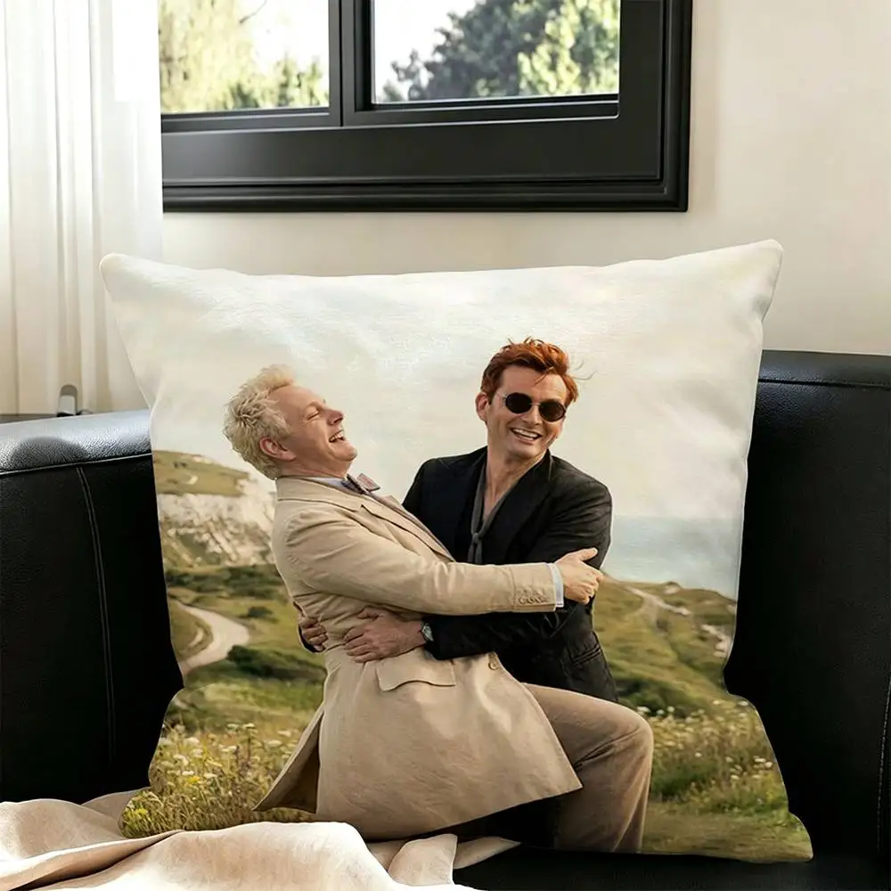 COOL good omens new Group-pp  Pillow Case Square Double-Sided Sofa Cushion Cover Bedroom Bedside Pillow