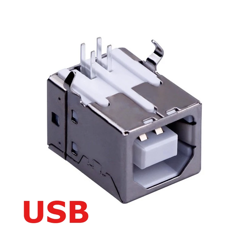 DC 30V USB Square Port Printer Socket Printer Line Female Seat PCB Welding Parts USB Connector 4-pin Bent Pin Welding Connector