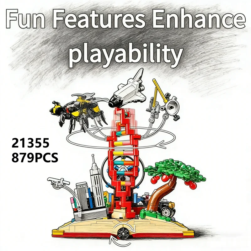 21355 Knowledge is power 879Pcs Creative Book Assemble Building Block Holiday Gift Brick Children Educational Toy