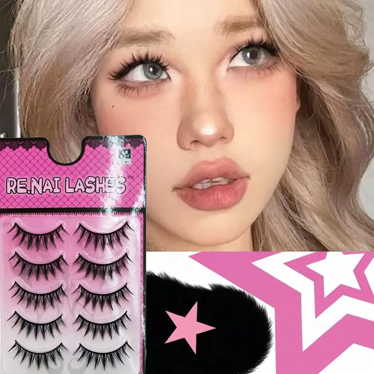 Dramatic Anime Eyelashes, Spiky Manga Lashes, Soft Clear Band, Natural & Bold Look, Reusable False Lashes for Eye Makeup, 5 Pair