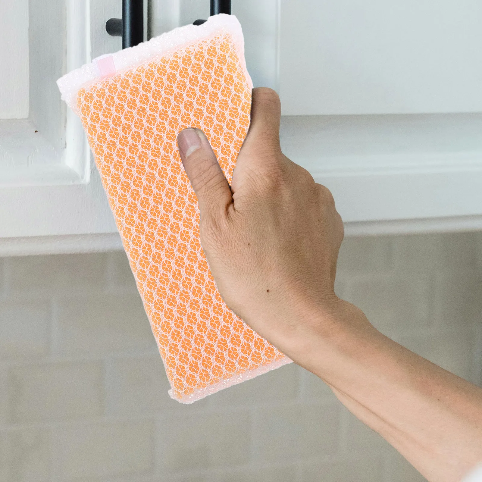 

5pcs Sponge Dish Bowl Kitchen Cleaning Sponge With Net Surface, Fast Foaming Odor-Resistant Wall-Hang Design, Non-Scratch