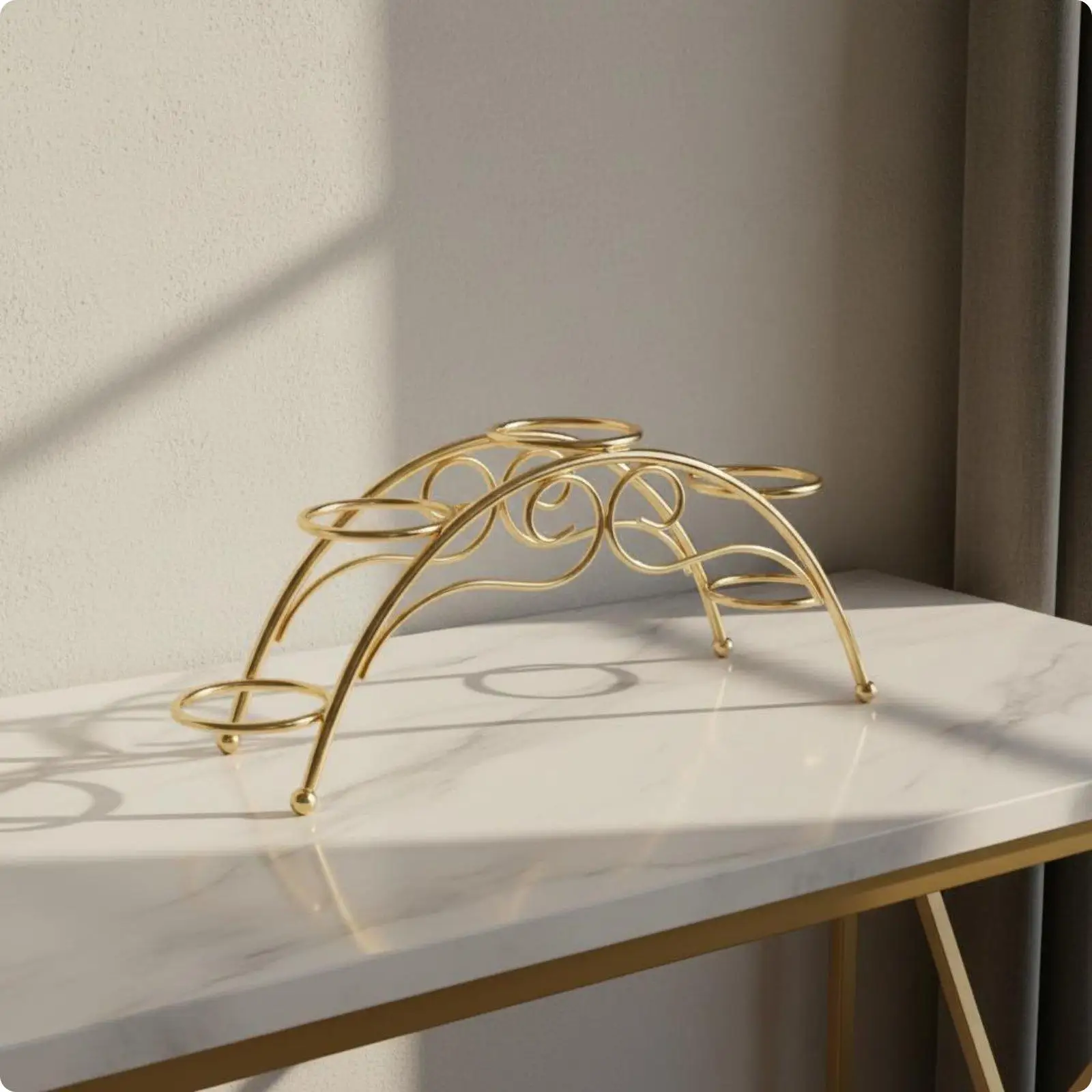 Crystal Ball Base Creative Geometric Metal Stand Reflective Display Holder for Home Decoration