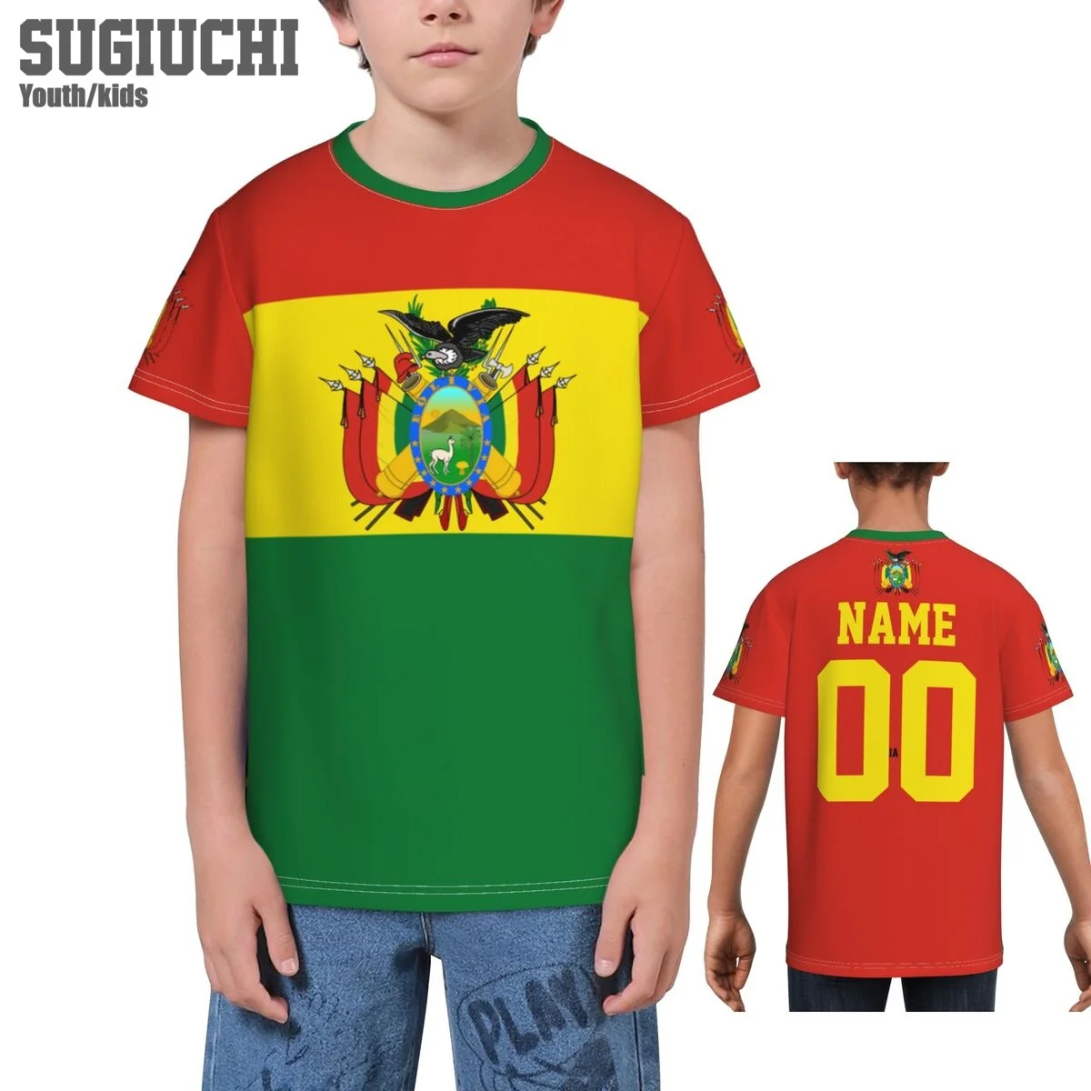 Custom Name Number Bolivia Flag Emblem 3D T-shirts For Kids Youth Boy/Girl Tees jersey Soccer Football Fans Gift T shirt