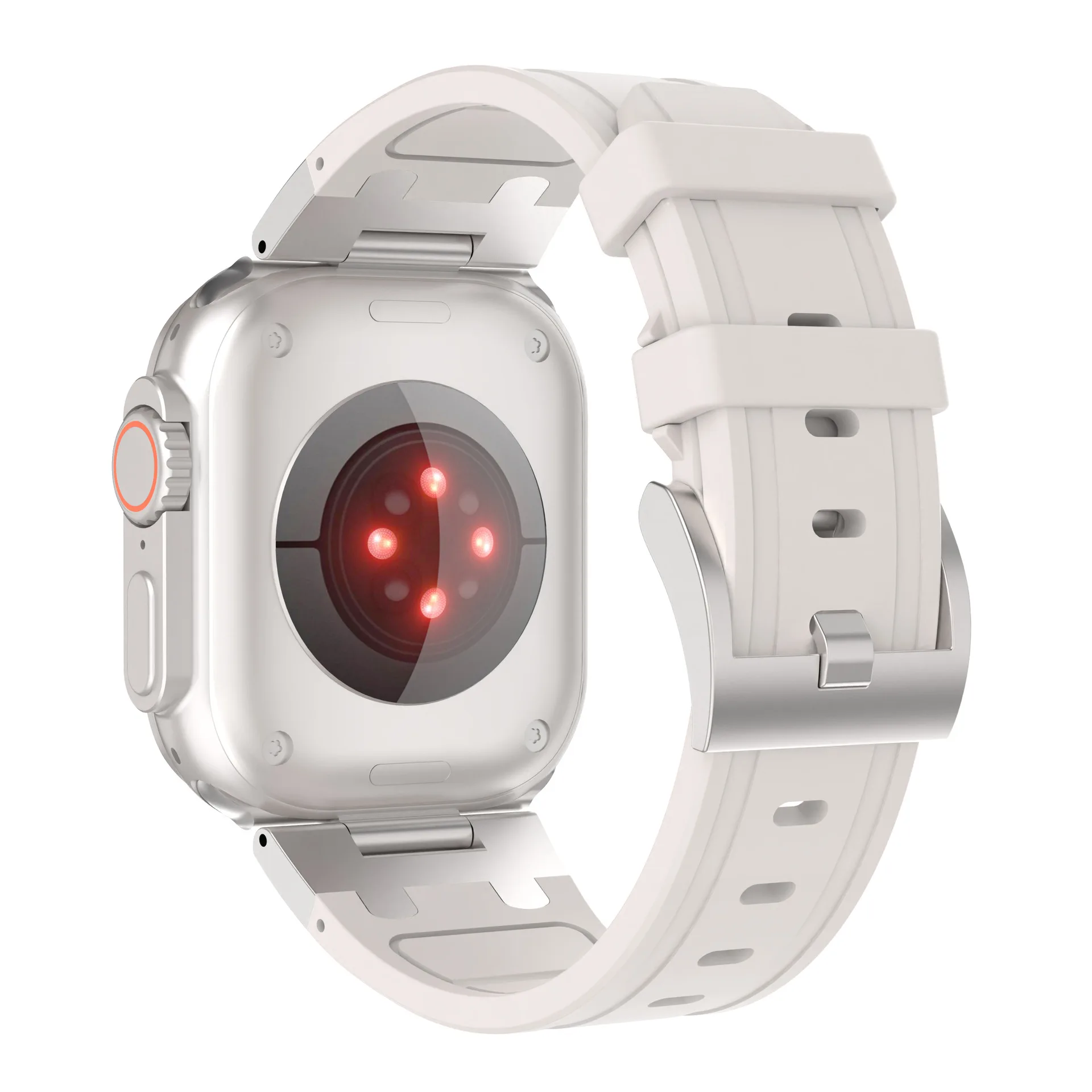 Rubber Strap for Apple Watch 9 45mm Ultra 2 49MM 44mm 42mm Diamond Connector Silicone Watch Band for IWatch9 8 SE 7 6 4 5 3 2 1