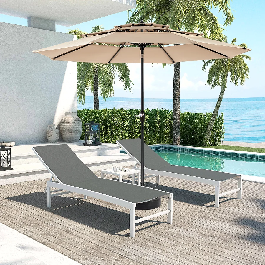 Auto-Tilt Outdoor Patio Umbrella-Modern Design Durable Waterproof Pool Deck Umbrella for Outdoor Furniture (Base Not Included)