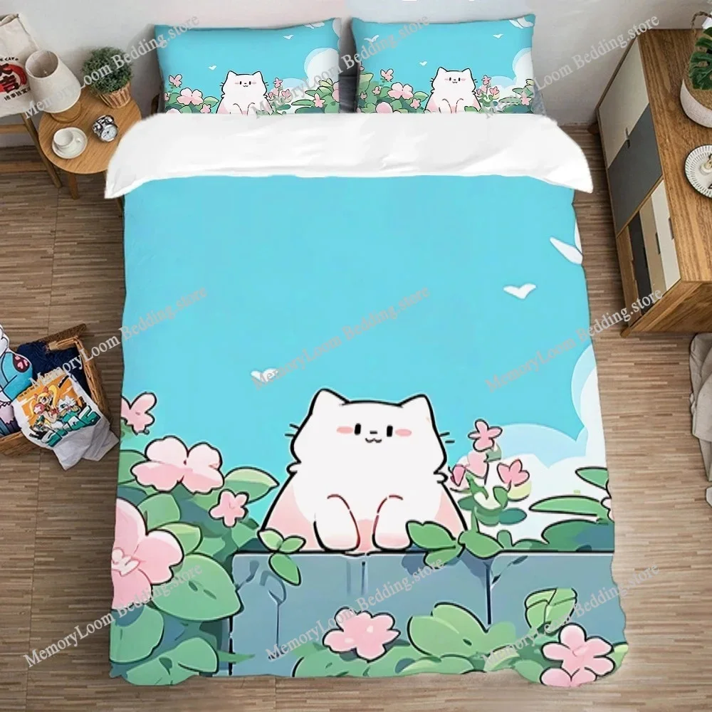 Bedding Set Double Size Queen Bed Comforter Sets Pillowcase Quilt Cover Set Duvet Covers Cat Romance Art Fashion Linen Home
