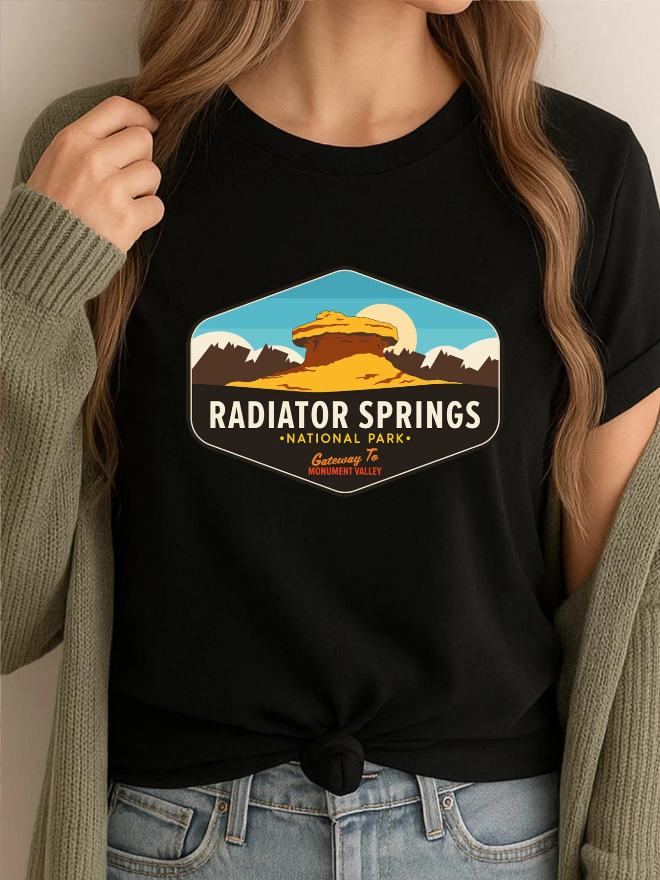 Radiator Springs National Park Gateway To Monument Valley Herren koreanische Mode Oversize Man Graphic Tees