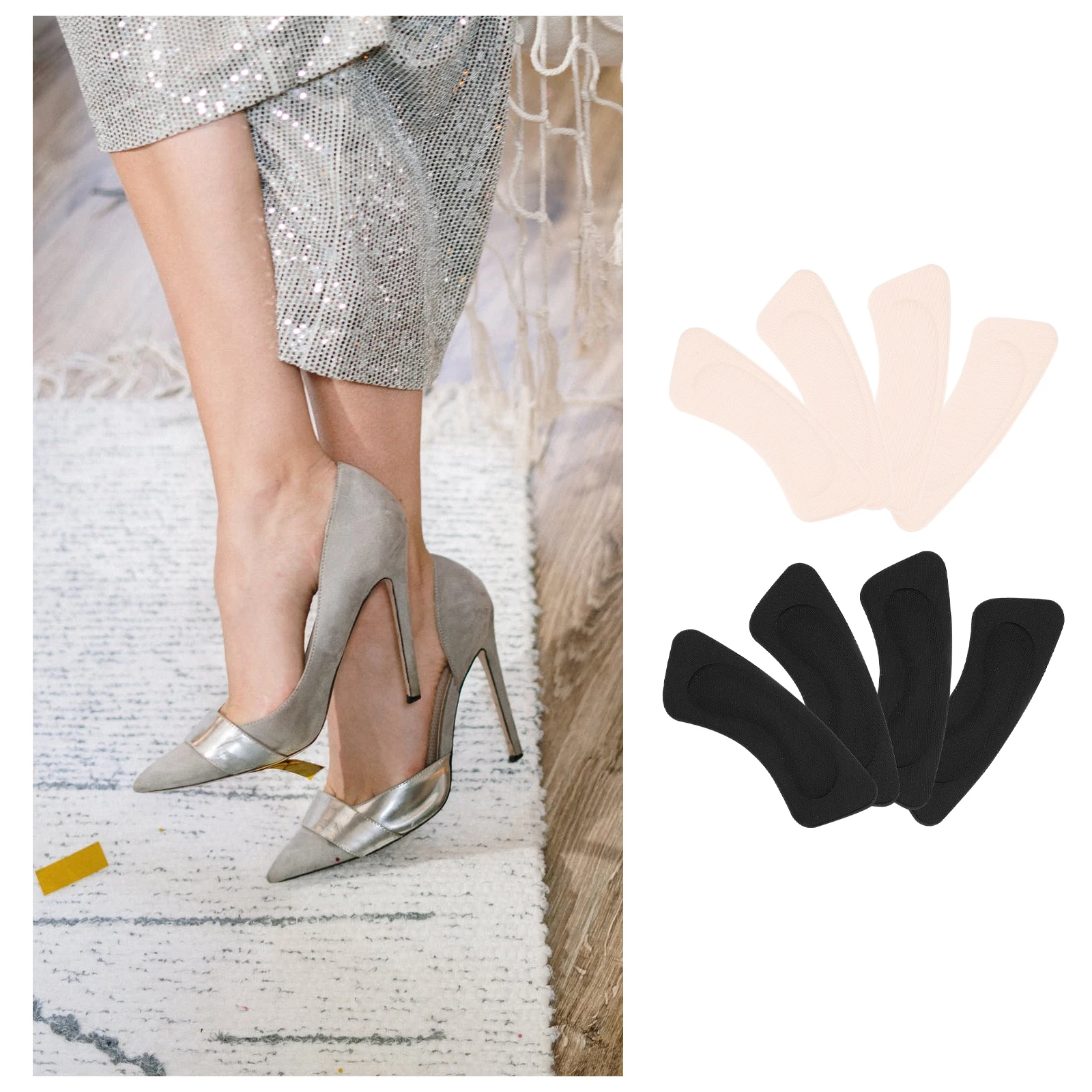 

8pcs Pads Anti-Slip Cushion For High Heels Foot Protector Shoe Inserts Friction Relief Blister Prevention Non-Slip