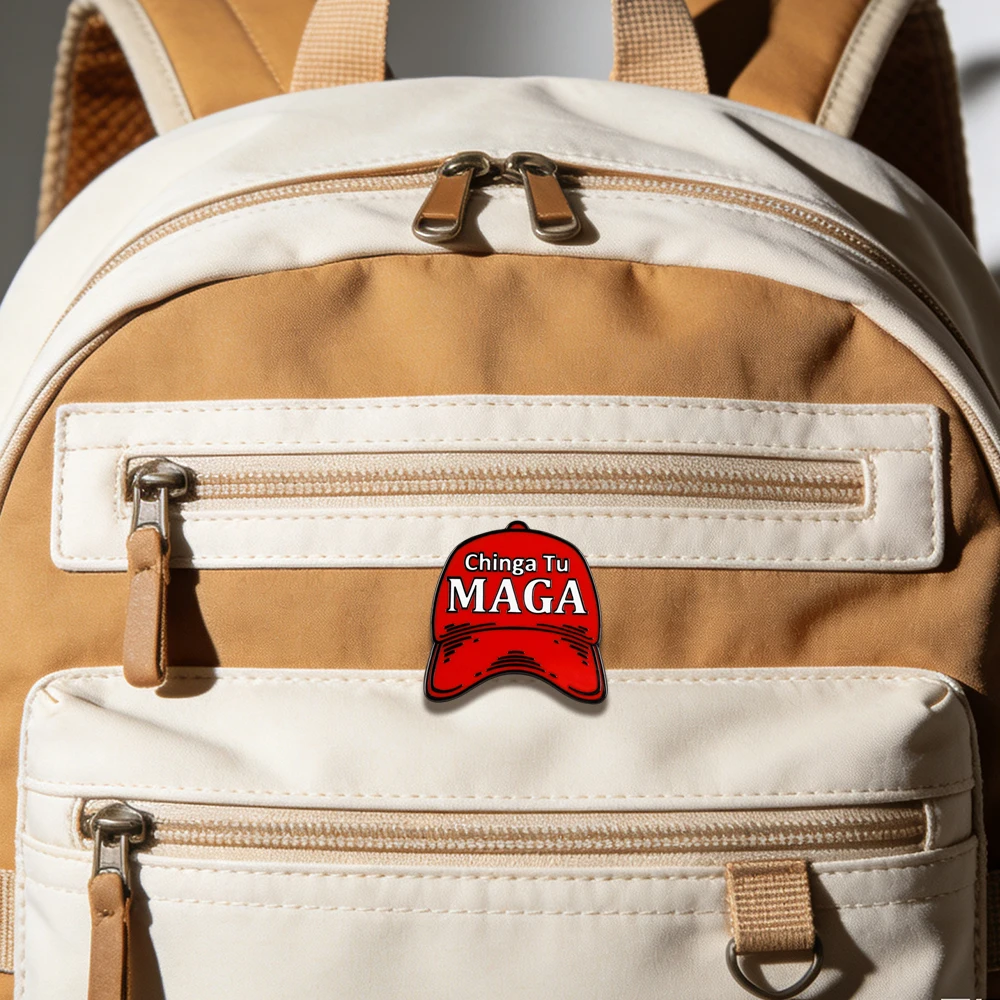 Chinga Tu MAGA Red Hat Emaille-Anstecker Anti-Trump Abzeichen Politische Brosche Rucksack-Dekoration – Detail 9