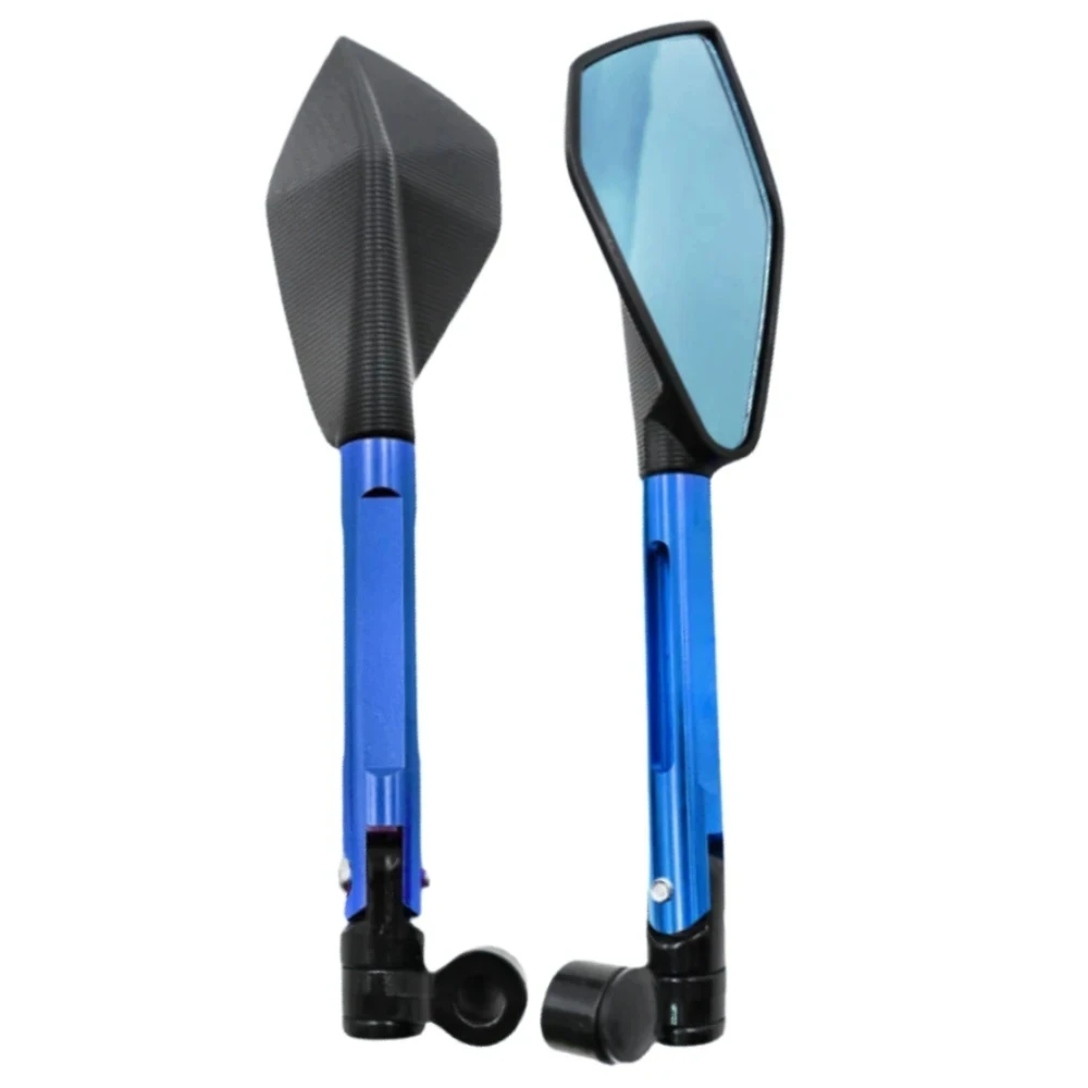 Universal  Motorcycle Handlebar Pentagonal Rearview Mirror Scooter Cnc Hd Blue Glass Anti-Glare 8mm 10mm Motorcycle Accessories