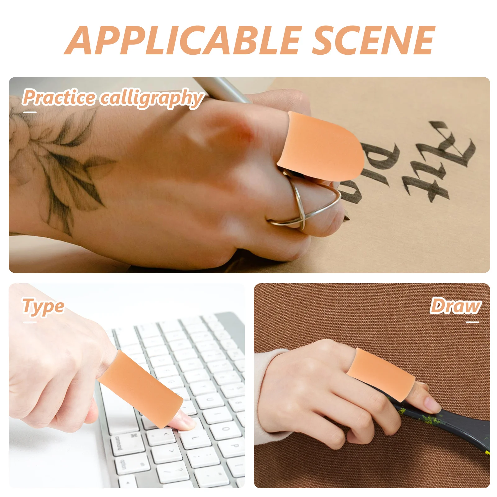 

10pcs Anti-Friction Finger Sleeves Reusable Silicone Finger Protectors Joint Protection For Typing Painting Gardening Work