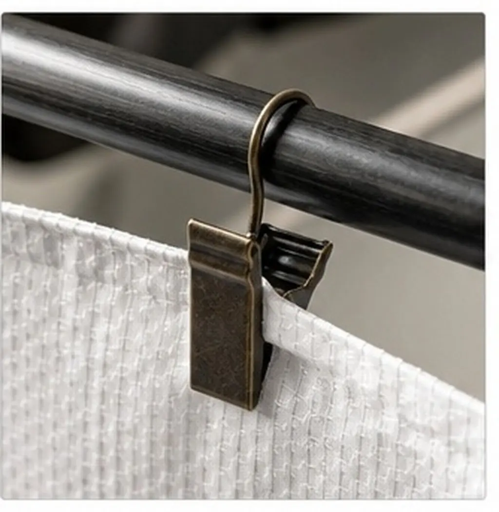 25Pcs Iron Shower Curtain Clips Hanging Clips Adjustable Width Multipurpose Use for Bathroom Towels Curtains Rv Awning Outdoor