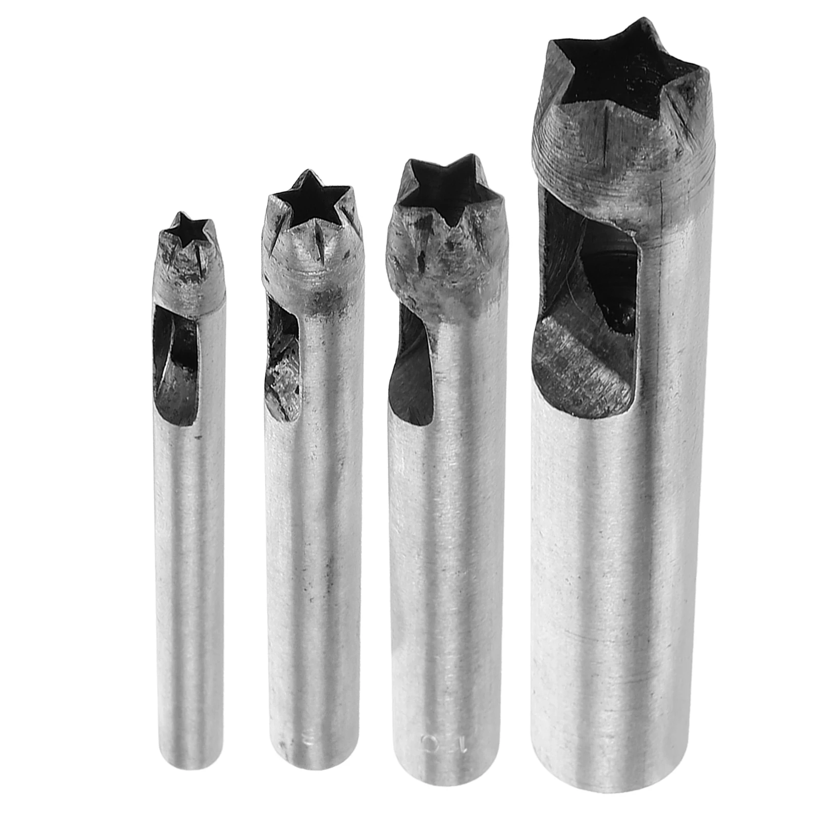 

4pcs Tool Steel Belt Steel Punching Tool Hole Puncher for Crafts Pentagram DIY Leatherworking Supplies