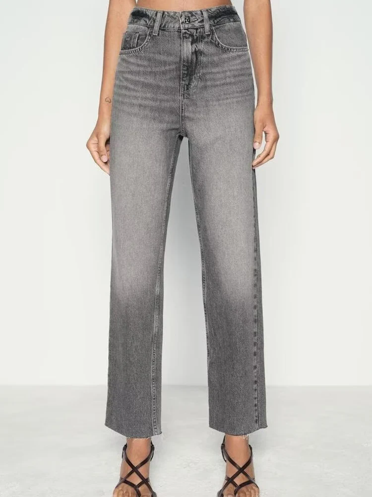

Women's clothing 2024 new European and American style fashion retro versatile slim high waist denim trousers