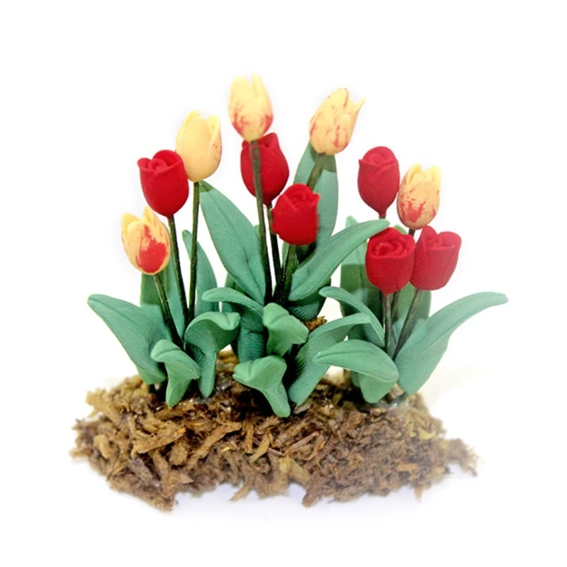 

Colorful Tulip Model Minature Flowers and Plant Dollhouse Accessories Models