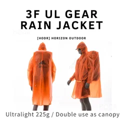 [HODR] 3F UL GEAR Outdoor Raincoat with Sleeves Camping Backpack Poncho 15D Ultralight Rainproof for Hiking Travel Cycling