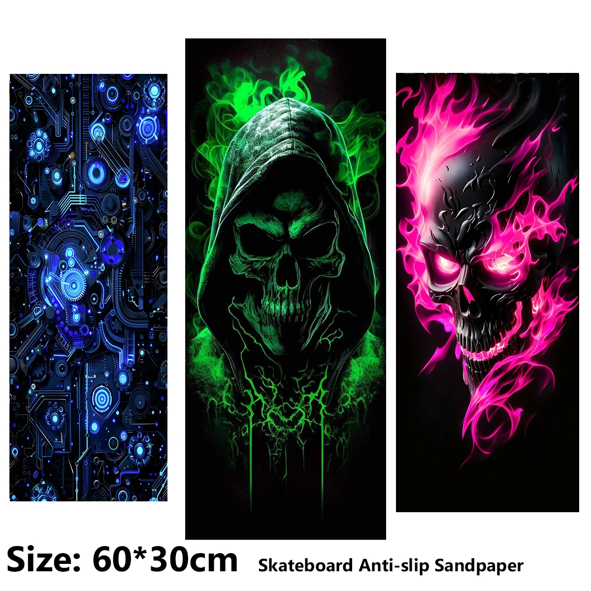 

Pink and Green Skull Pattern ElecStric Scooter Anti-slip Sticker Sandpaper Skateboard Grip Tape Sheet 60*30cm