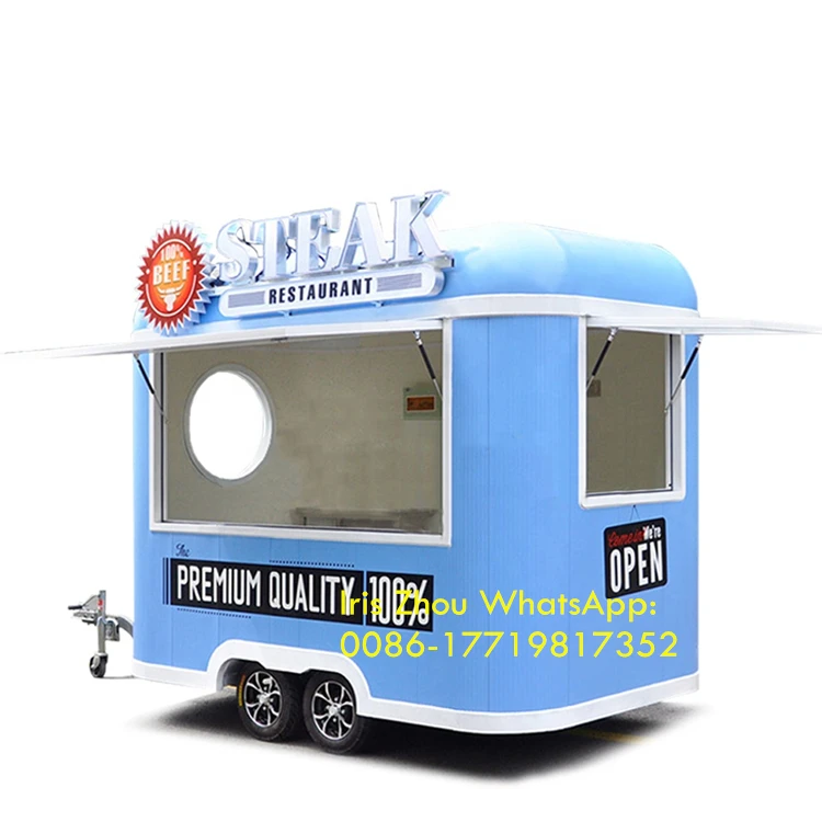 Carrello per alimenti mobile per rimorchio per fast food per camion di ristorazione per barbecue per gelato in vendita in Europa