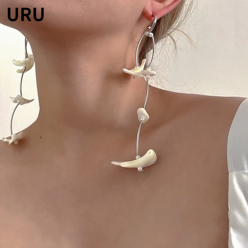 

Modern Jewelry European and American Design Irregular Shell Dangle Earrings For Women 2024 Trend New Exaggerative Accessories