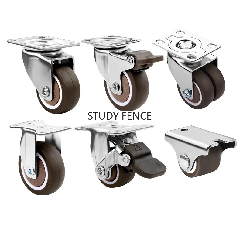 4pcs Silent Universal/directional Wheel Drawer/suitcase/sofa Chair Casters Rubber Wheels with/without Brakes Furniture Casters