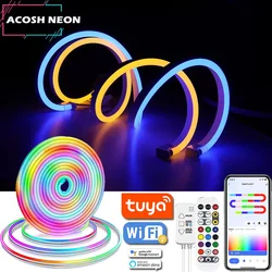 Rgbic Neon Strip Light 10M/32.8ft Waterproof Flexible Neon Light Strip Tuya LED Lamp Home Decorations Gaming Room Ambient Light