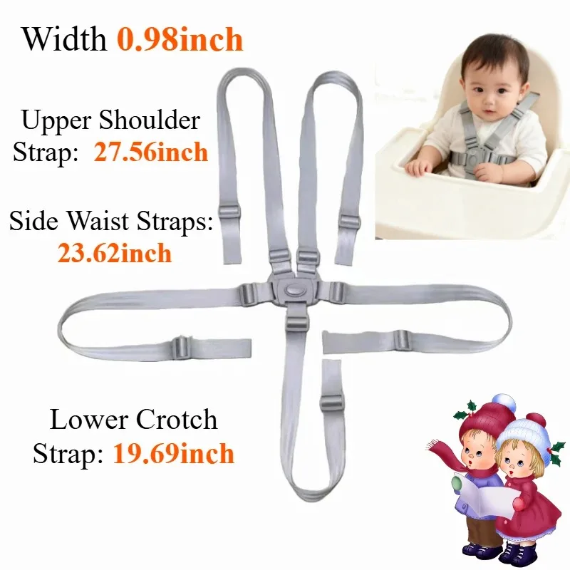 Baby Five-Point Safety Harness - Universal Fixing Strap for Stroller High Kids Rattan and Feeding Chair