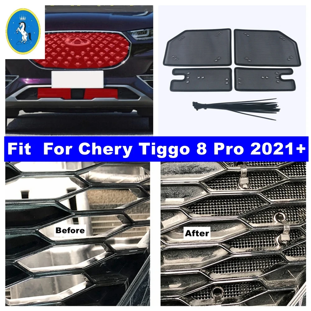 Metal Car Front Grille Insect Protect Net Screening Insert Mesh Decor Cover For Chery Tiggo 8 Pro 2021 2022 Interior Accessories