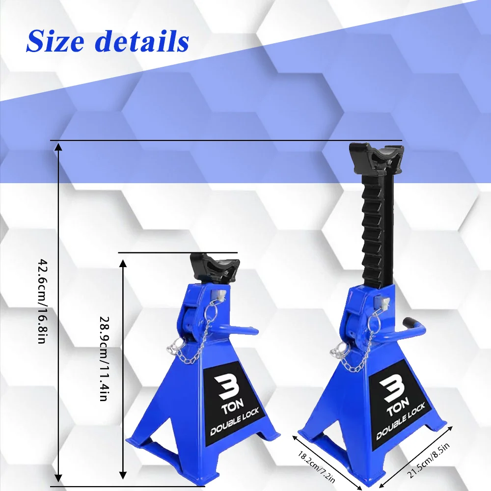 1 زوج 3 طن جاك تقف دبوس أمان مزدوج سعة 6000 رطل ، ارتفاع قابل للتعديل لرفع شاحنة بيك اب سيارة