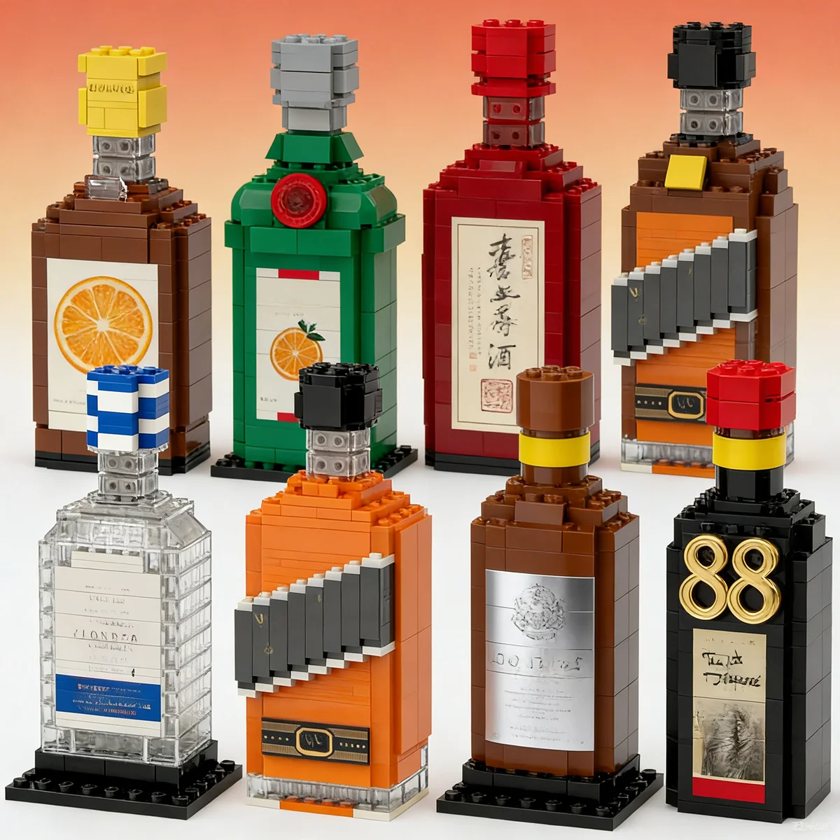 

Набор для сборки винных бутылок из кирпичиков, конструктор для виски, декор для дома, модель винного сосуда, креативный подарок для детей и взрослых
