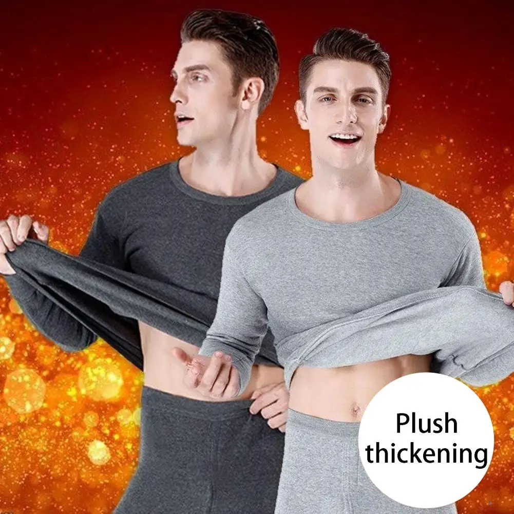 Winter Thermal Underwear Set Men Warm Thick Fleece Long Johns Tops Man Thermal T Shirts Bottom Pants Suit Thermal Pajamas Set