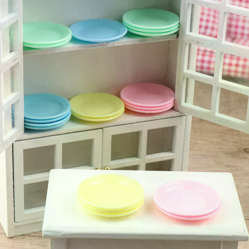 5Pcs Dollhouse Mini Food Plates Dollhouse Simulation Dining Plate Dolls House Kitchen Accessories Pretend Play Toys
