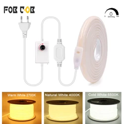 220V COB LED Strip Light Dimmable High Bright Waterproof LED Strip Elastyczna taśma LED 1-50M LED Strip do ogrodu na zewnątrz