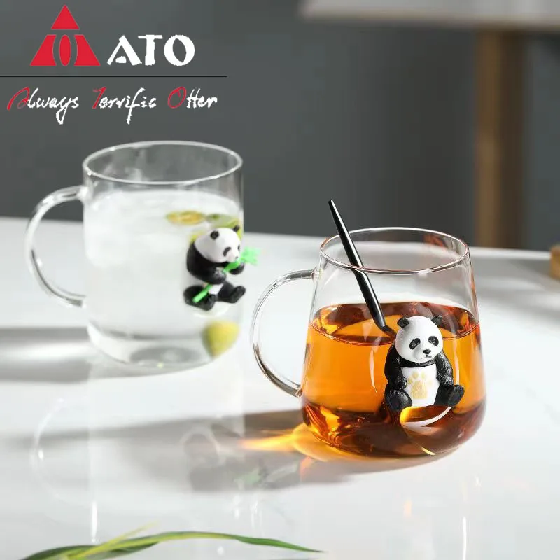 

ATO Creative Carton panda Glass Cup High borosilicate glass Coffee Juice Milk Beer Wine Mug Classes