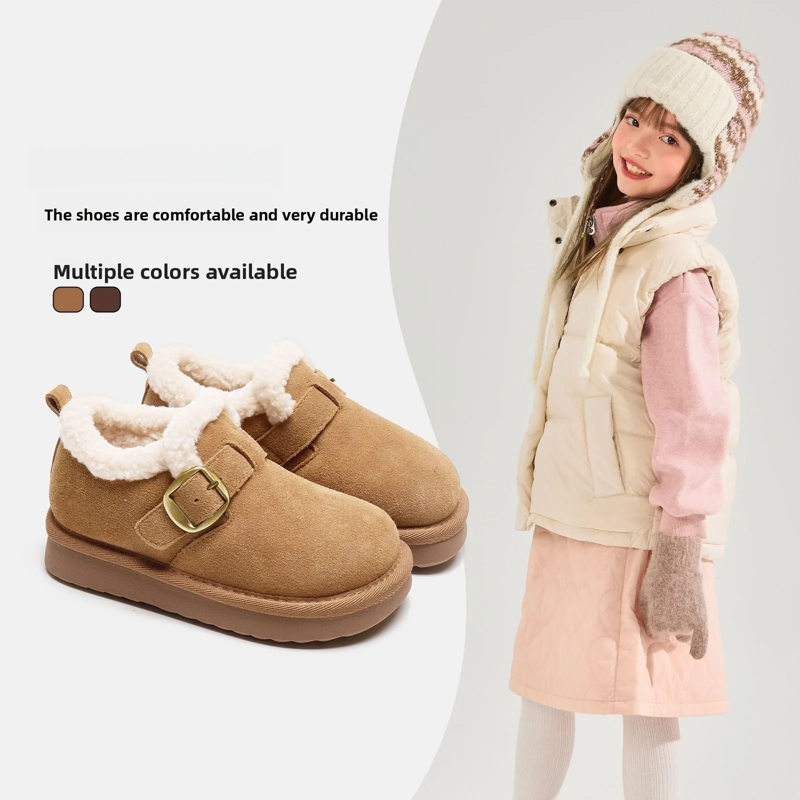 

2025: зимняя новая детская флисовая термоповседневная обувь