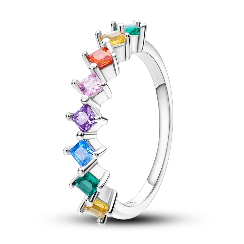 

925 Sterling Silver Brilliant Colored Sugar Ring Simple Fashion generous Women's Ring 2023 New