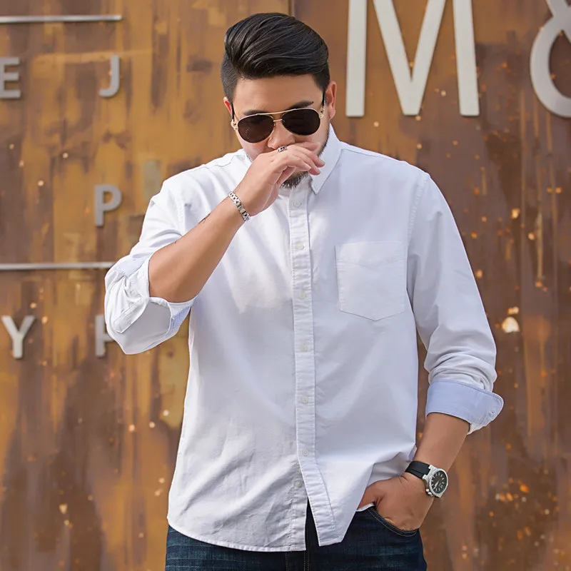 Big Size 68-175kg Shirts for Men Summer Thin Casual Loose Long Sleeve Shirt Plus Size White Shirt Business Shirt Big Size Tops