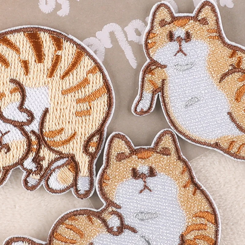 6 Stück Katzen süßer Anime mit Aufnäher zum Aufbügeln für Kleidung, bestickte Aufkleber, Packung mit großen Mengen, Kinder-Nährucksack, Mochila, DIY-Jacke – Detail 4