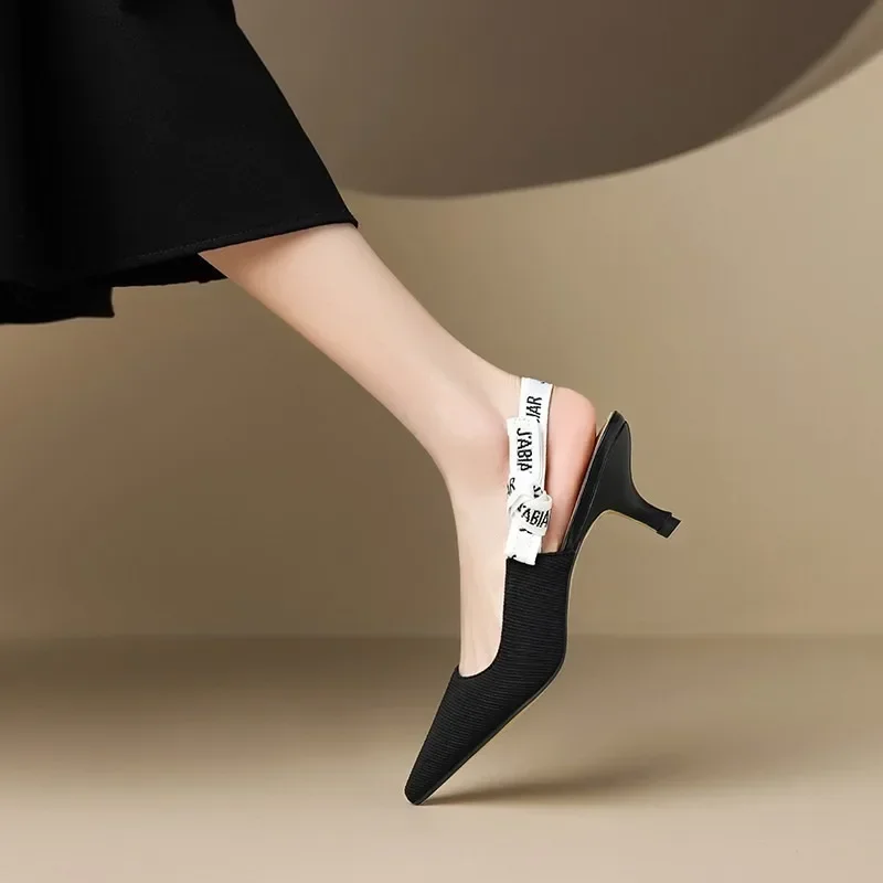 2026 Summer Sexy Pointy Heels Fashion Letter Design Lace-up Elegant Women's Dress Stiletto Sandals Party Party Zapatos De Mujer image 3