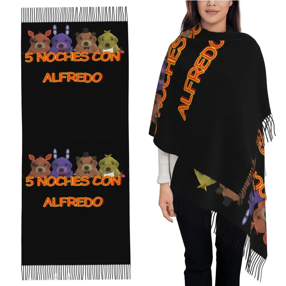 

Шарф Noche Con Alfredo с кисточками для женщин, мягкие теплые шали и накидки, длинная осенне-зимняя шаль