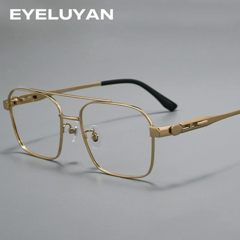 

EYELUYAN Pilot Optical Frame Pure Titanium Glasses Frame For Men Lightweight Large Size Myopia Goggles Frames J87493