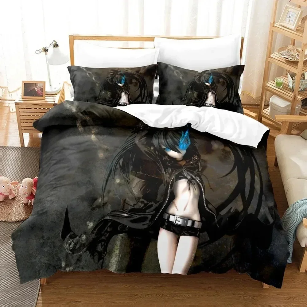 3D Duvet Cover Black Rock Shooter Anime Bedding Set Polyester Pillowcases Quilt Cover Home Decor For Teens Gift Twin King Queen